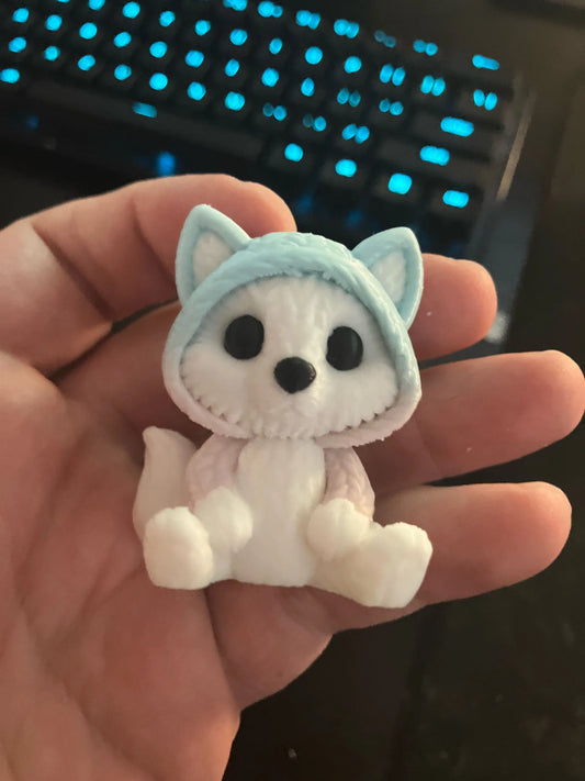 Knitted Fox Plush in Hooded Outfit