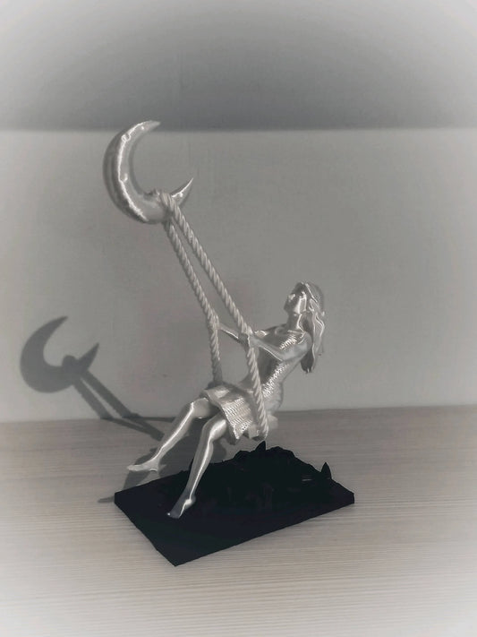 Swing to the Moon Sculpture – Dreamy Art Piece