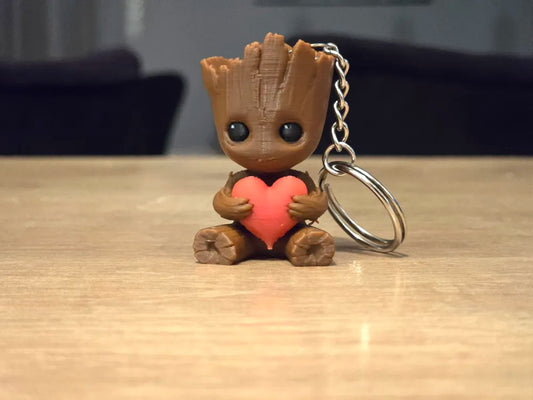 Valentine's Baby Groot figurine and keychain
